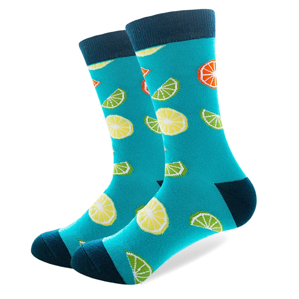20 Pairs/lot Wholesale Creative Men's Colorful Fruit Cartoon Combed Cotton Happy Socks Crew Wedding Gift Casual Crazy Funny Sock