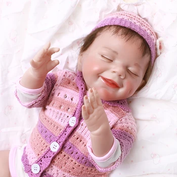 

17 inch Fashion Reborn Baby Doll Full Silicone Vinyl Doll Realistic Eyes Closed Reborn Baby Toys For Girls Birthday Gift
