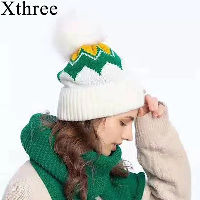 Xthree Новая женская шапка зимняя Лыжная вязаная шапочка Женская шапка