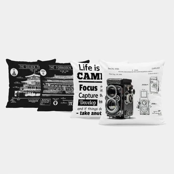 

Personalized Retro Building Pillowcase Ming Dynasty Palace Sofa Decorative Cushion Cover Camera Projector Loft Velvet Pillow