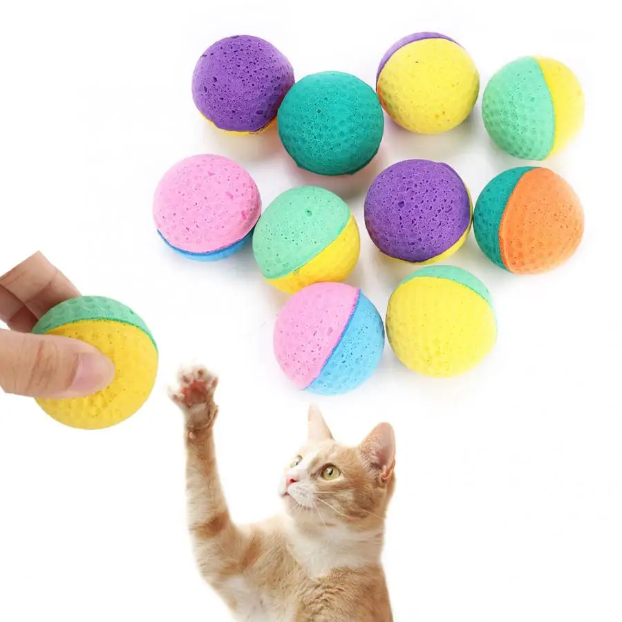 10 Pcs Set Colorful Pet Cat Kitten Play Toy Latex Interactive Balls New Style Latex Material Pet Toys for Training Cat Supplies small dog toys Toys