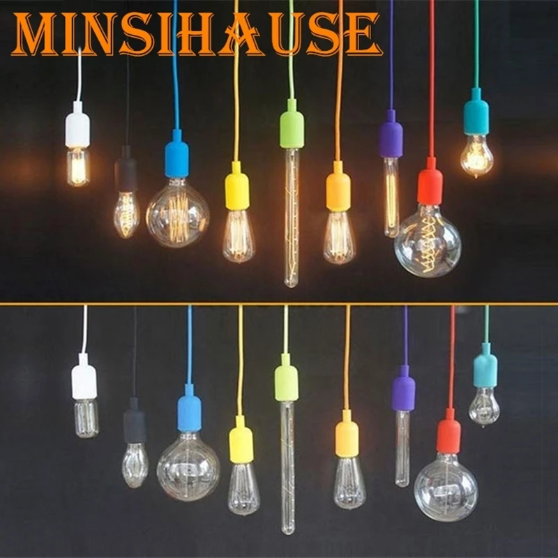

Colorful art Pendant Lights Modern DIY Design hanging Lamps Bulb Holder Lamps Home Decoration Fabric Cable lampadari luz