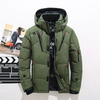 

New Upgraded Winter Men Ski Jacket Multiple Pockets Thicken 80% White Duck Down Hooded Jackets Down Snow Overcoat Keep Warm Coat