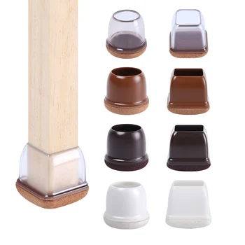 Protecteurs de pieds de chaise de table transparents, capuchons ronds et carrés pour meubles, couvre-pieds, protecteur de sol avec feutre astronomique, 16 pièces 1