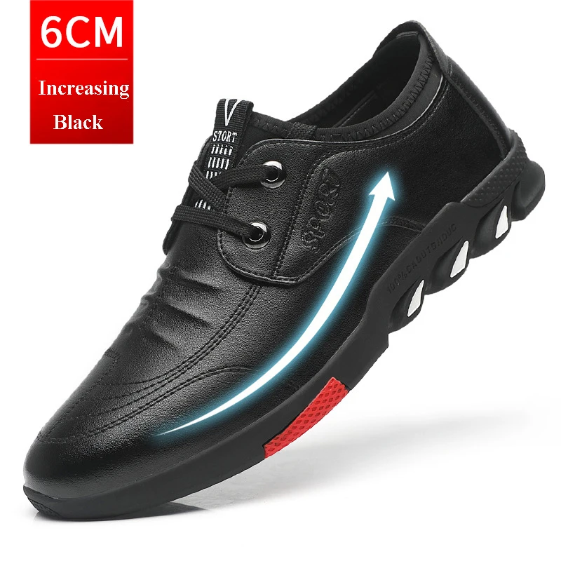 increasing shoes Merkmak/кожаная мужская повседневная обувь; классическая деловая обувь на плоской подошве на шнуровке; модная обувь в британском стиле, увеличивающая рост; большие размеры - Цвет: increasing shoes