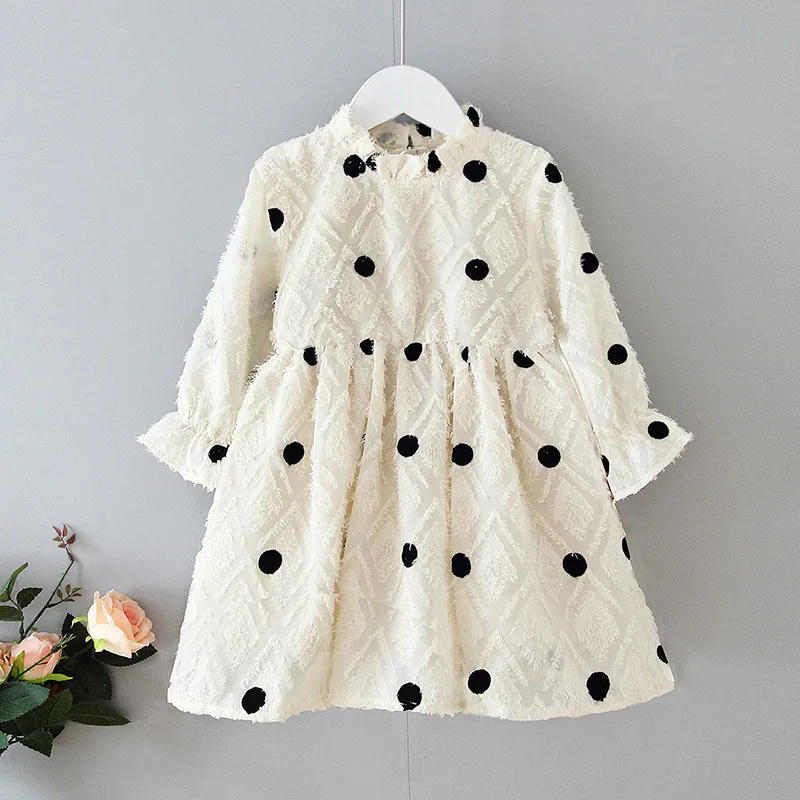 

2020 Autumn New Children's Party Dresses Girls Fashion Polka Dot Long Sleeve Sweet Princess Dress 3-8 Years Old Girls Clothes