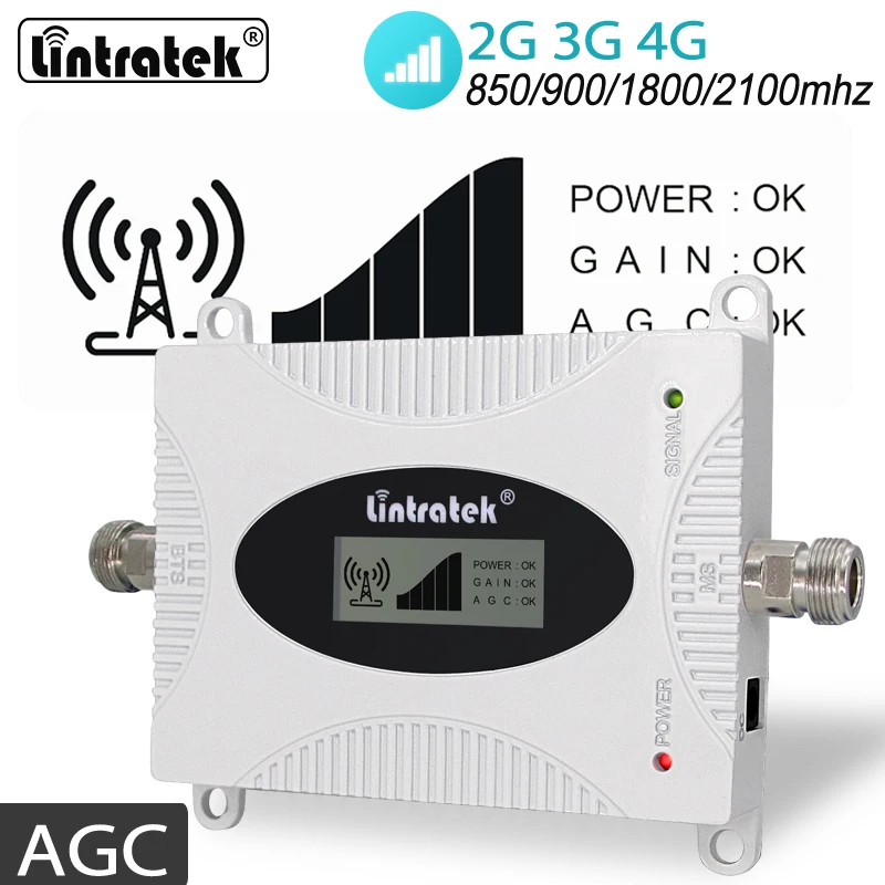 Усилитель сигнала мобильного телефона AGC Lintratek 2G 3G 900 МГц 850 1800 2100 | Мобильные