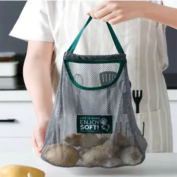 

Breathable Wall Handle Onion Garlic Hanging Storage Bags Net Vegetable Kitchen Net Bags Portable Kitchen Straw Bags