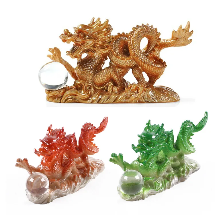 Manufacturers Direct Selling Color Changing Tea Ornaments Lucky Yulong Boutique Decoration Resin Tea Is Put Tea Set Kung Fu Tea