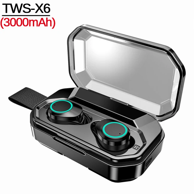 X6 TWS, беспроводные наушники, Bluetooth 5,0, наушники, IPX7, водонепроницаемая гарнитура, отпечаток пальца, сенсорный наушник, с зарядным устройством 3000 мАч - Цвет: TWS-A6