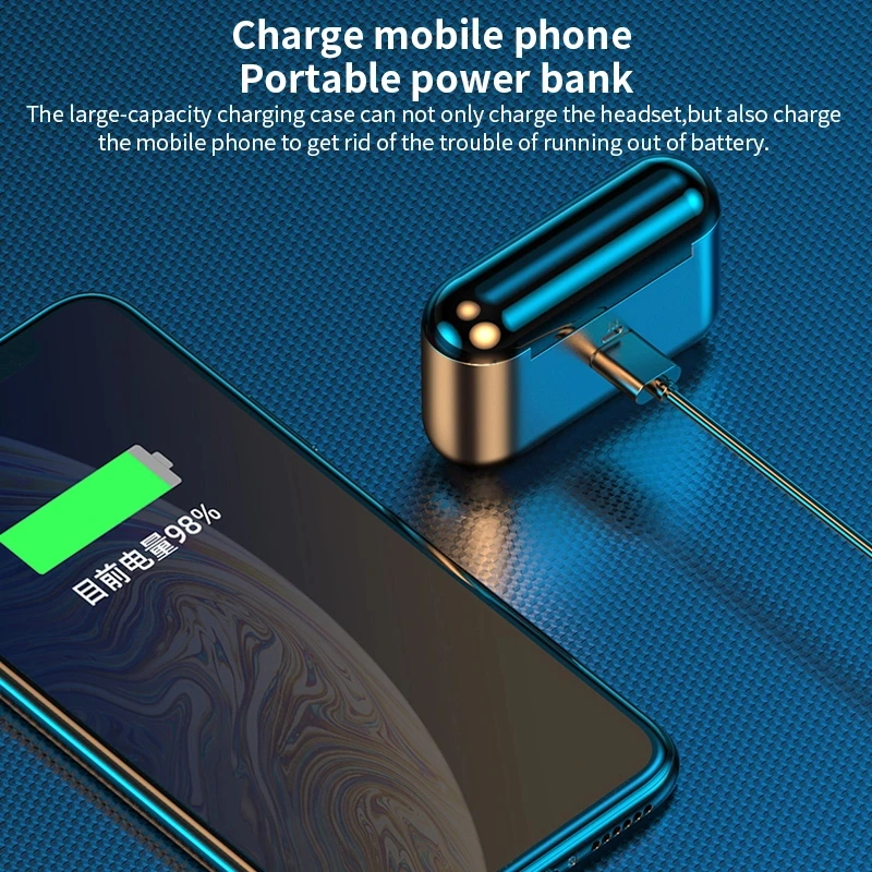 F9 TWS Wireless Headphone Bluetooth 5 1 Earbud In Ear Wireless Earphone With Charging Case Sports Gaming Headset Portable Power