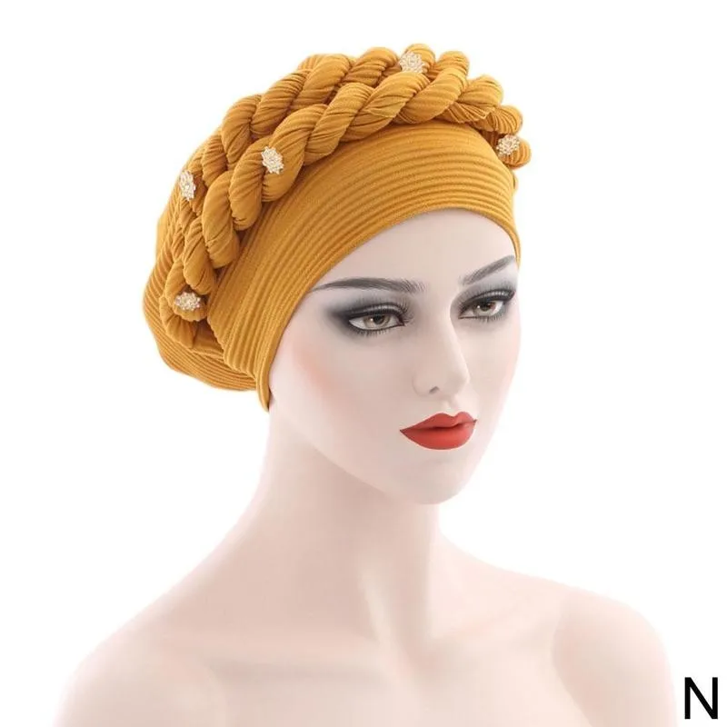 african wear for women Women Headtie Gele Shinning Sequins Turban Cap African Women Head-wrap Cap Auto Gele Nigerian Turban Gele Latest Hot Selling african outfits for women