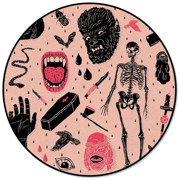 

Whole Lotta Horror Skull Bones Pattern Rugs and Carpets for Home Living Room Round Rug for Children Rooms Non-slip