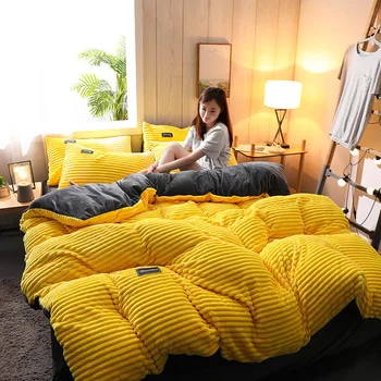 

Coral fleece bedding setCrystal velvet short fleece double-sided winter flannel duvet cover bedsheet pillowcases flat bed sheet