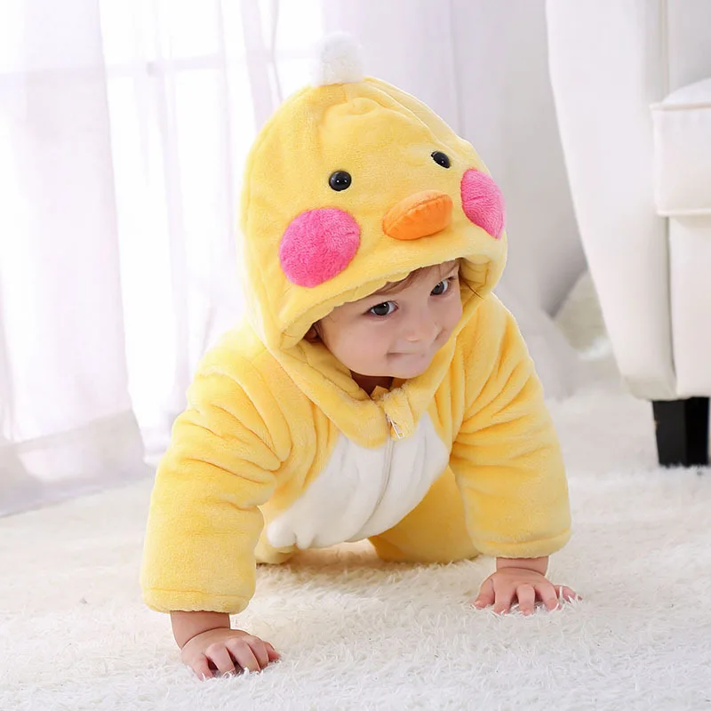 

Tolo Rabbit 2018 Winter New Style Hyaluronic Acid Duck Small Yellow Duck Animal Romper Infant Warm Onesie Thick