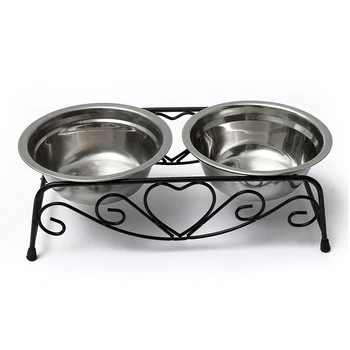 

New Stainless Double Dog Bowl + medium bowl metal bowl waterer stand