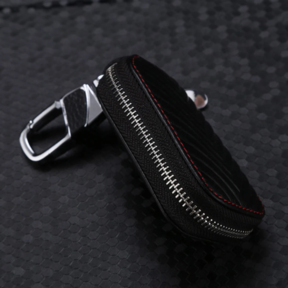 1х Авто шлуссель шутчжюль Abdeckung Kette Tasche Fernbedienung Leder Schwarz