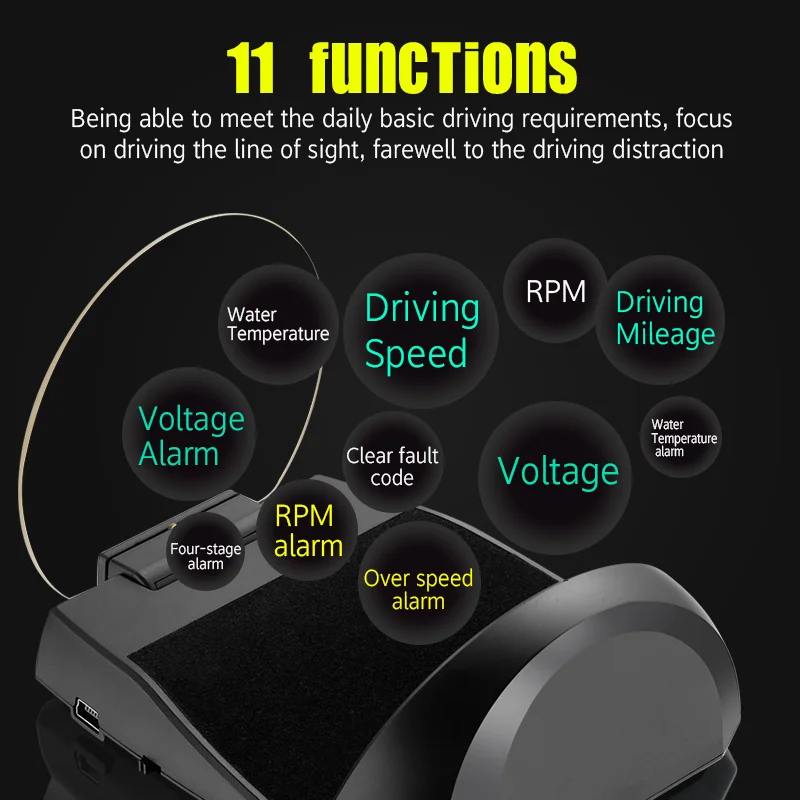 HUD C700 Display Car Head Up OBD OBD2 Projector Digital Speedometer Speed Security Alarm | Автомобили и мотоциклы