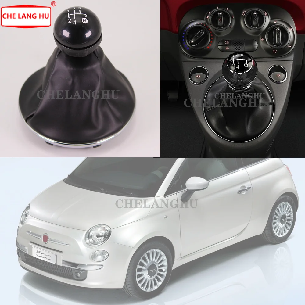 Для Fiat 500 2007 2008 2009 2010 2011 2012 2013 автомобильный Стайлинг 5 скоростей ручка переключения передач уровень с кожаными сапогами