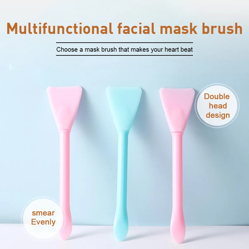 Cepillo de máscara Facial de silicona de doble uso, brocha suave de doble cabeza, fácil de limpiar, cosmética portátil multifuncional
