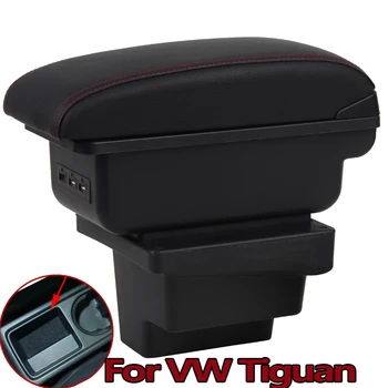 

For Volkswagen VW Tiguan I 2007-2016 USB Charging Heighten Double Layer Central Store Content Cup Holder Ashtray Accessories