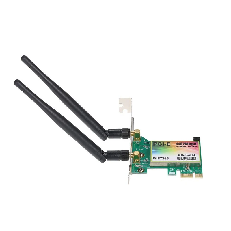 

WiFi Card AC 1200Mbps BT4.0 Wireless PCIe Network Adapter Card 5.8GHz/2.4GHz Dual Band PCI Express Network Card