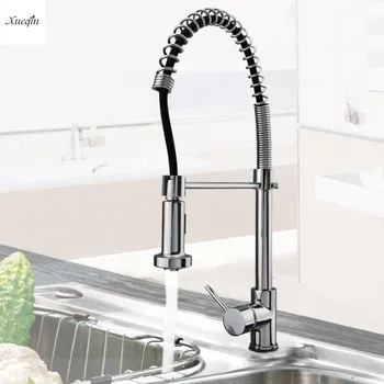 

Kitchen Chrome Brass 360Rotation Pull Out Down Spray Basin Faucet Single Handle Spout Mixer Tap Deck Mounted Hot and Cold Vessel
