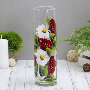 

Vase "Poppy with camomiles", cylinder