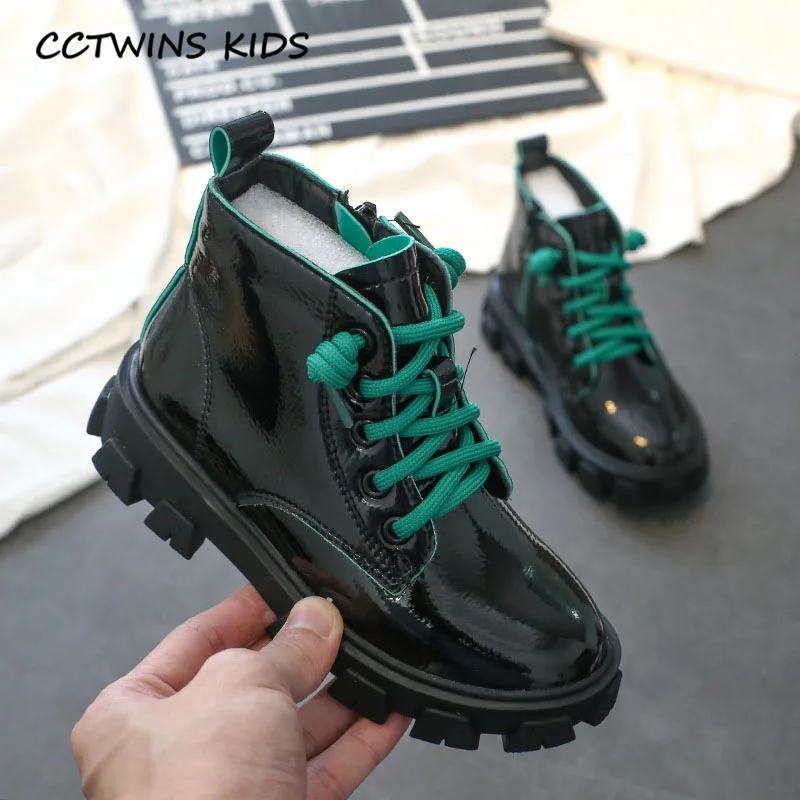 Thin Green CCTWINS/детская обувь; коллекция года; Зимние Детские Модные Ботинки martin; ботильоны для маленьких мальчиков и девочек; модная обувь из искусственной кожи; MB170 - Цвет: Thin Green