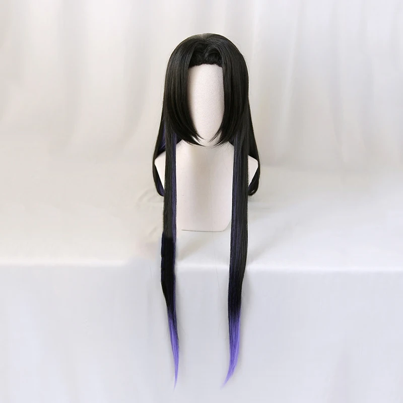 Anime Comic Demon Slayer Kimetsu no Yaiba Cosplay Wigs Kochou Kanae Cosplay Wig Heat Resistant Synthetic Wig Black Long Wigs