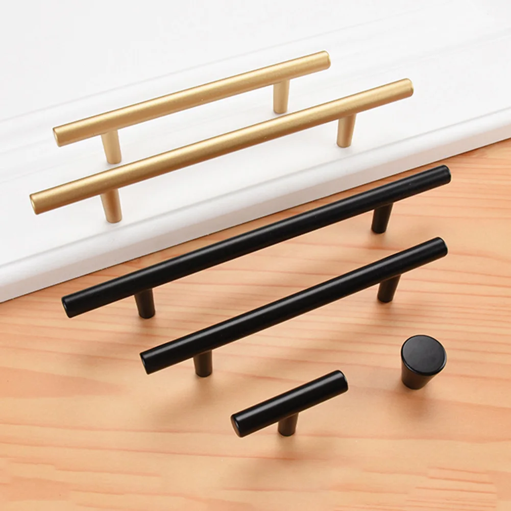 

T Pull Modern and Simple Hardware Single Hole Solid Stainless Steel Kitchen Cabinet Copper Matte Drawer Door furniture handles