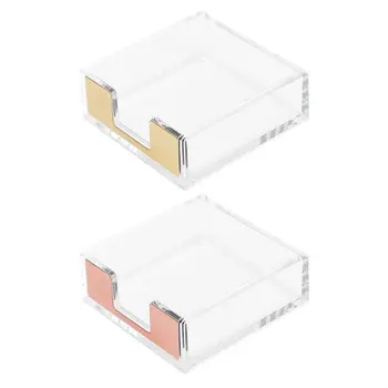 

Transparent Square Memo Box Sticky Note Storage Card Holder Organizer Stationery K1AB