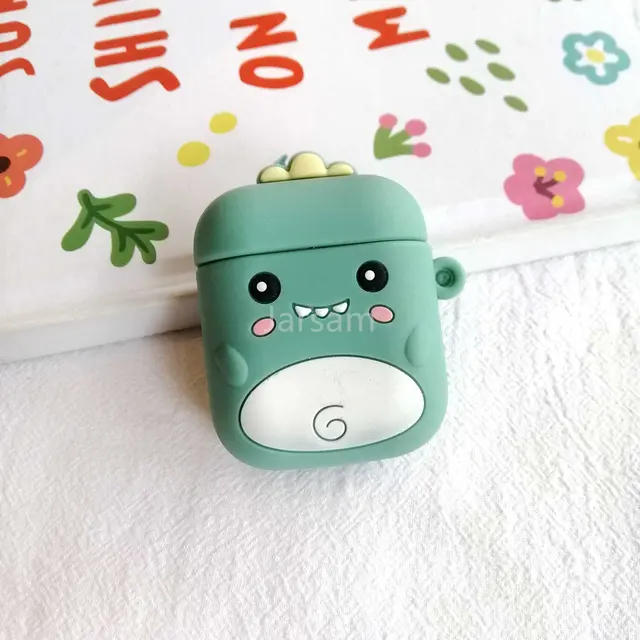 Creativity Cartoon funny cute silicone Case For Airpods 2 1 cover For Air pods 1 2 Case Wireless charging soft Cover Box Littledinosaur