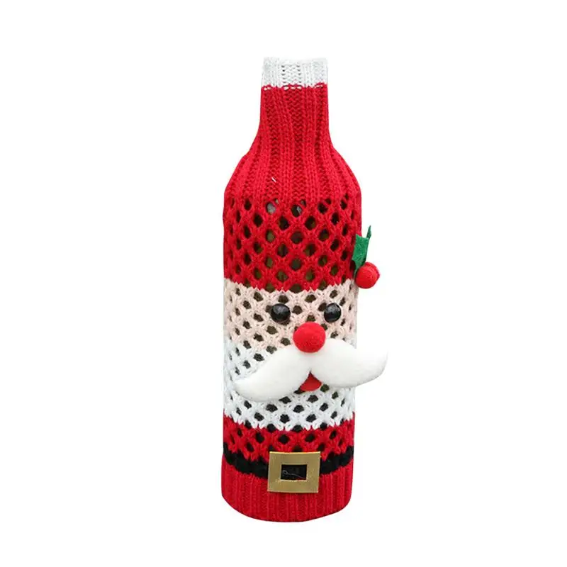 1 pc крышка для бутылки вина Декоративные одежда для сна из хлопка с рождественскими рисунками ткань бутылки рукав для вечерние - Цвет: as shown