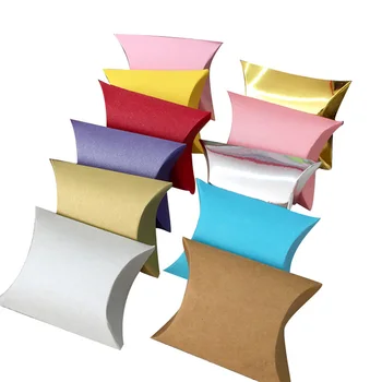 

50pcs New Craft Paper Candy Box Bag Pillow Shape Pie Bags Wedding Favor Gift Boxes Party Box bags Eco friendly Kraft