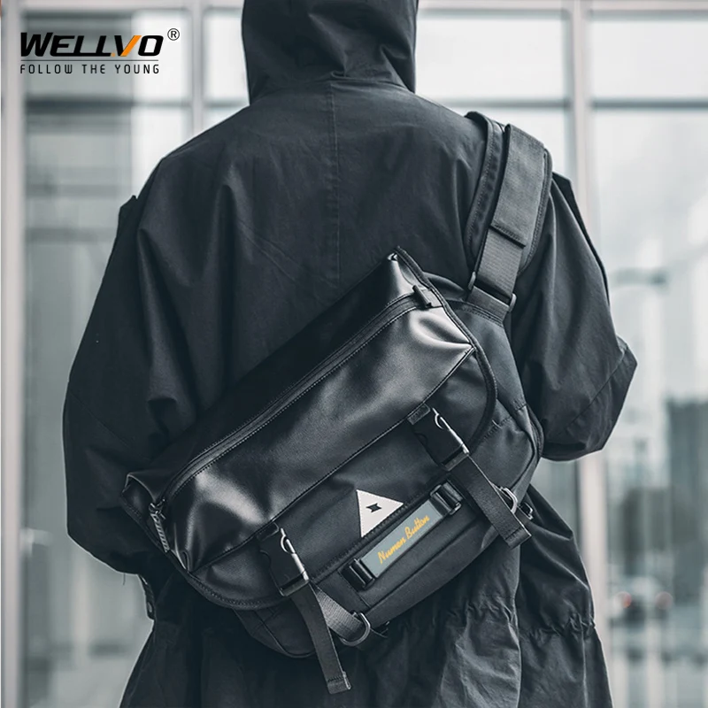 2021 New Casual Fashion Crossbody Bags Men High Quality Leather Nylon Messenger Bags Black Laptop Bag Travel Bag XA697ZC