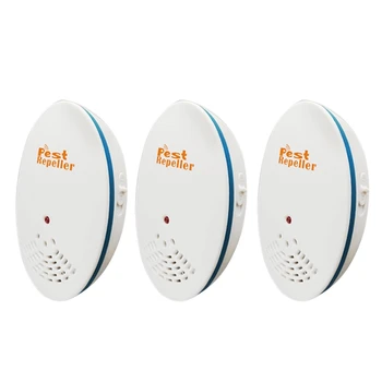 

Electronic Quiet Pest Control Ultrasonic Repellent Repels Mouse Spiders Roaches Ants Snakes Rodents Bats 3 Pack US Plug