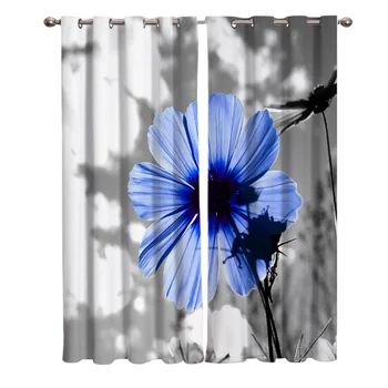 

Blue Flowers Under The Sky Window Curtains Living Room Boys Children Bedroom Kids Room Cortina Window Treatment