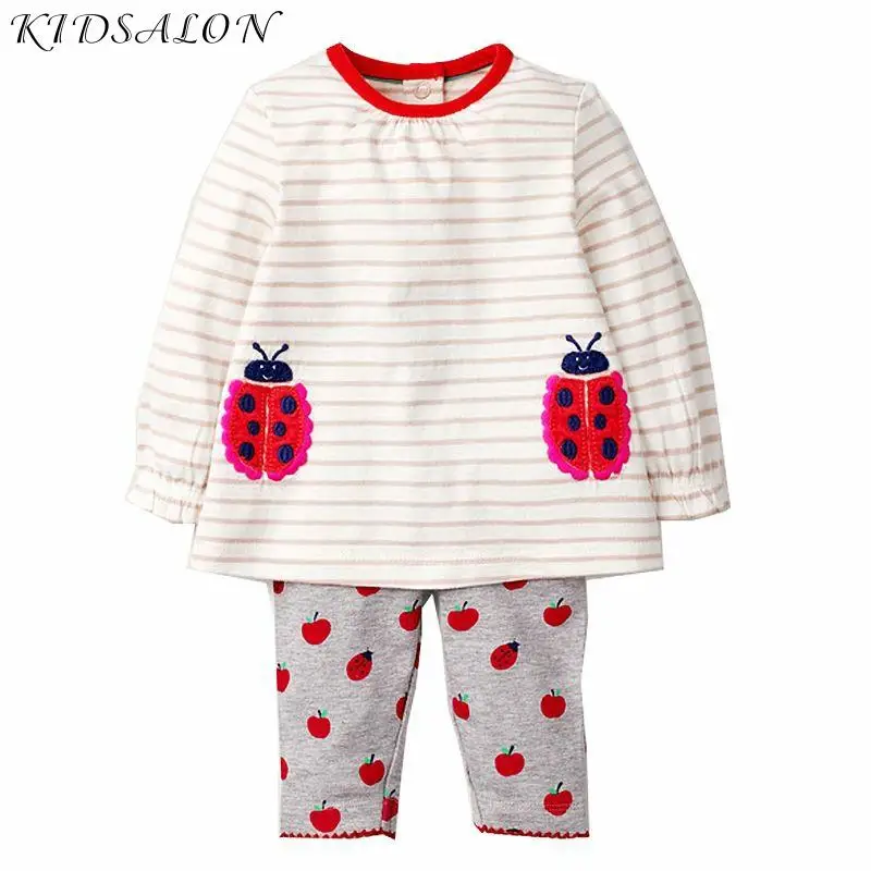 Комплект одежды для девочек с аппликацией животными детская одежда платье