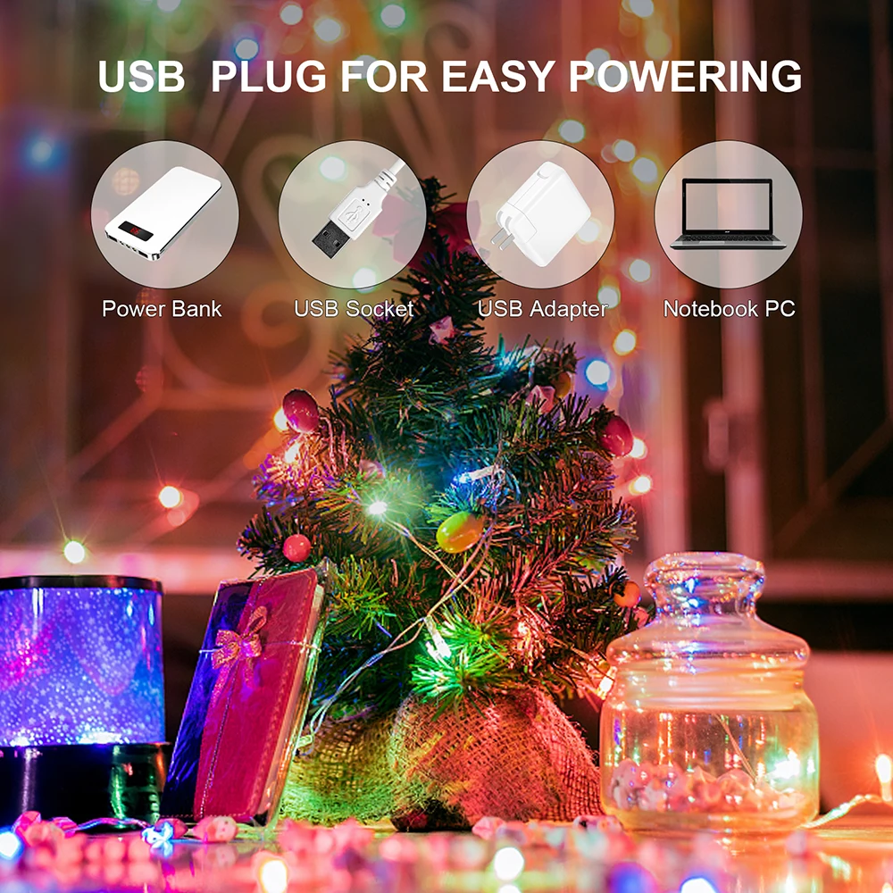 

WS2812B RGB Christmas Lights String USB Party Lights Birthday Decoration Led Light String Dreamcolor Addressable Individually 5V