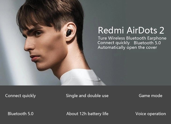 2020 Xiaomi Redmi Airdots 2 TWS Earphone Wireless bluetooth 5.0 Earphone Stereo Noise Reduction Mic Voice Control