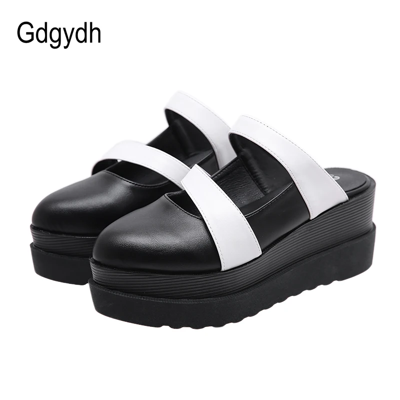 Женские туфли без задника Gdgydh черные уличные на платформе и высоком каблуке