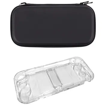 

2 Pcs Portable Waterproof Game Host Hard Protective Case for Nintend Switch Lite Storage Bag Black & Transparent