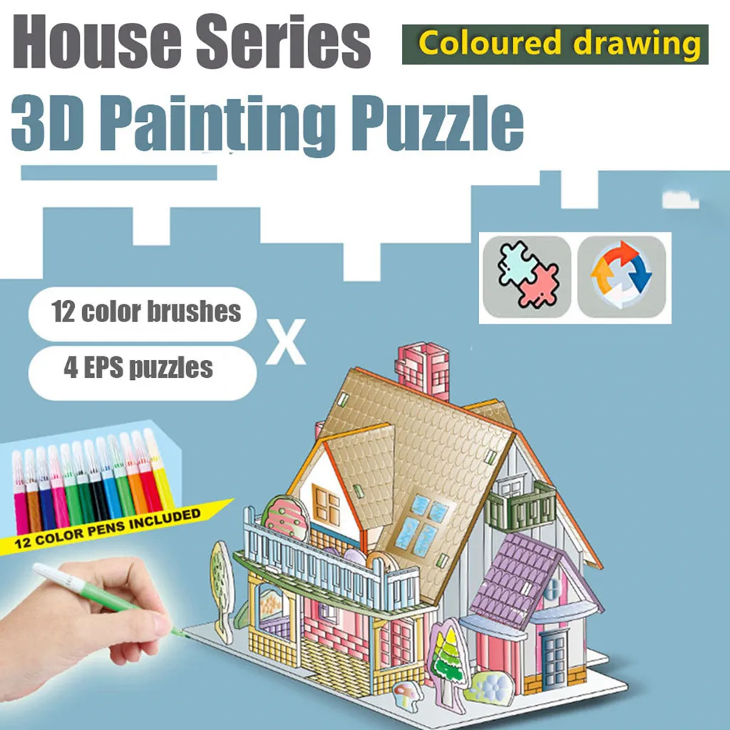 20ml Coloured Graffiti House Kids Drawing Toys Child Hand Painted Toys Cardboard Coloring Crafts To Toys Accessories Puzzles Aliexpress