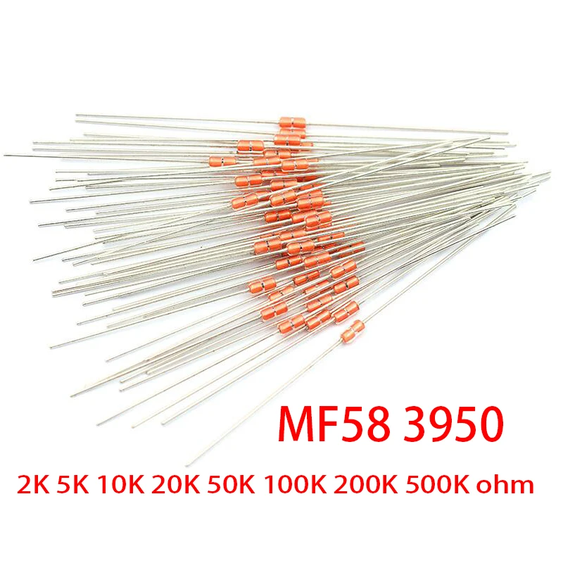 20pcs Thermal Resistor NTC MF58 3950 5% B 2K 5K 10K 20K 50K 100K 200K 500K ohm | Электронные компоненты и