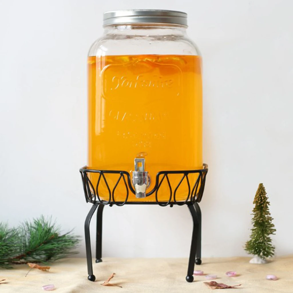 Metal Iron Drink Dispenser Stand Basket Party Juice Tea Bucket Holder Stand for Pub Bar Cafe Juice Tea Wine Beer Used