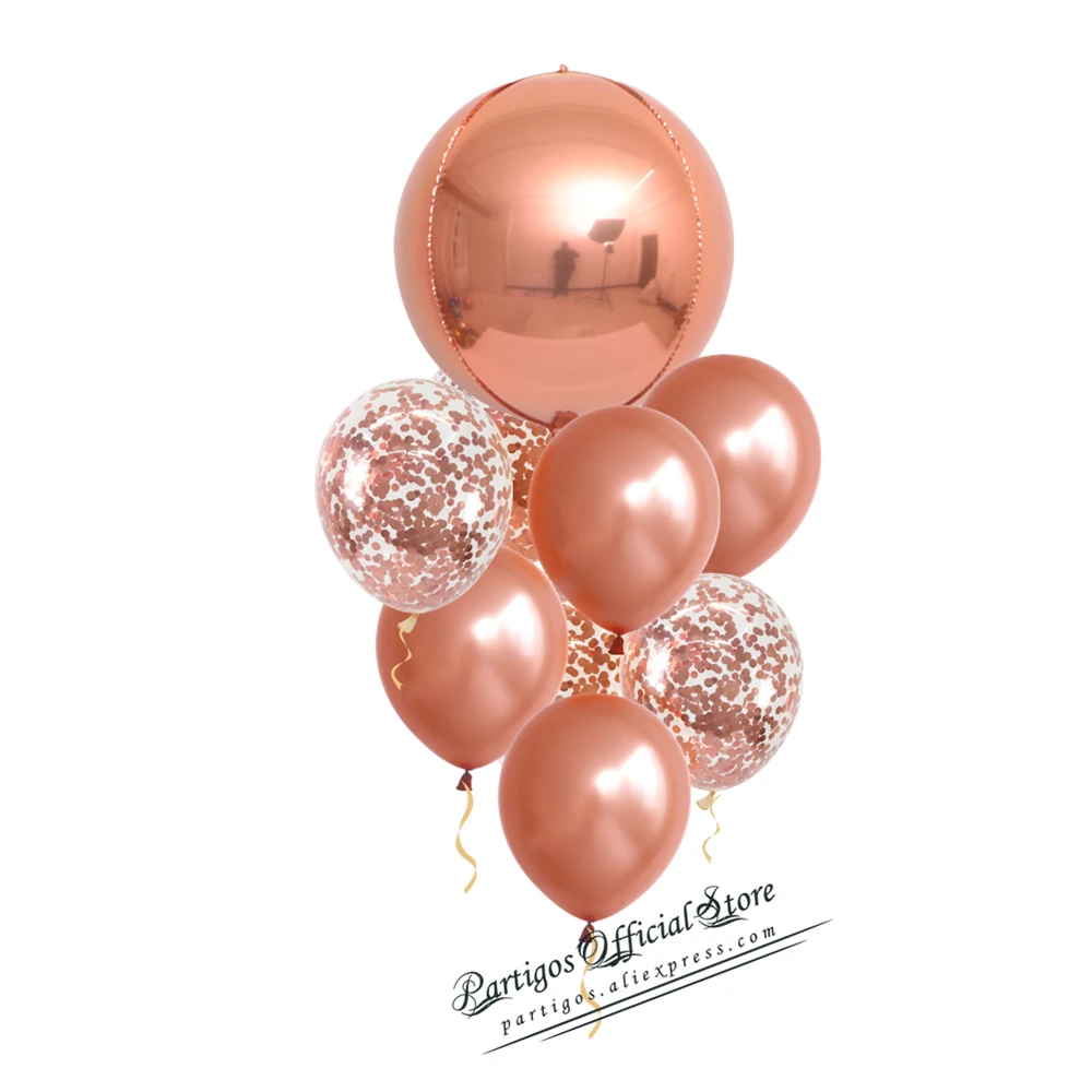 1 компл. 4D розовое золото свадебные украшения, воздушные шары из фольги металлические блестящие звезды глобусы День Рождения Декор поставки баллоны с гелием