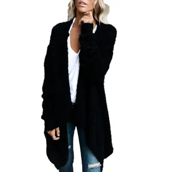 

Hot Simple Womens Autumn Solid Color Irregular Hem Plushy Reversible Cardigan Coat Irregular Hem Plushy Reversible Cardigan Coat