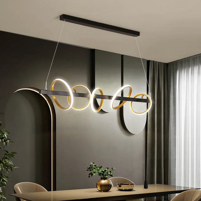 CNC Aluminum LED Chandelier Rectangular Acrylic Indoor Ceiling Chandelier Lighting Pendant lamp Dining Room Kitchen Island Light
