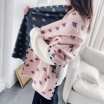 

New Brushed Scarf Women Winter Soft Cashmere Pashmina Shawls Luxury Lady Warm Scarves Thick blanket Bandana Foulard Kerchief